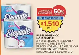 Carrefour Elegante papel higiénico hoja simple oferta