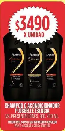Supermercados Vea Plusbelle - shampoo o acondicionador esencia oferta