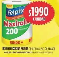 Supermercados Vea Felpita - rollo de cocina doble hoja oferta