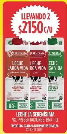 Supermercados Vea La serenísima - leche larga vida oferta
