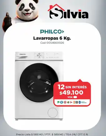 Philco lavarropas 6 kg