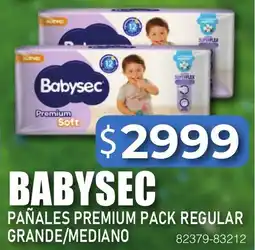Masivos Babysec pañales premium pack regular oferta