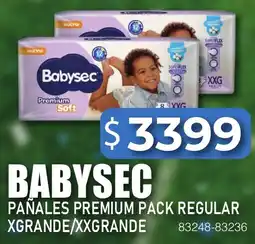 Masivos Babysec pañales premium pack regular oferta