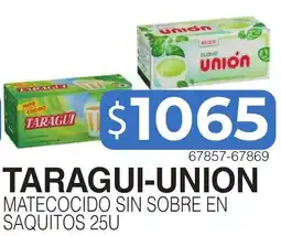 Masivos Taragui-union matecocido sin sobre en saquitos oferta