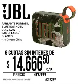 La Anonima Jbl parlante portátil bluetooth jbl go 4 4,2w camuflado/ blanco oferta