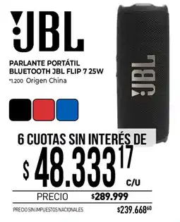 La Anonima Jbl parlante portátil bluetooth jbl flip 7 25w oferta