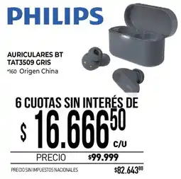 La Anonima Philips auriculares bt tat3509 gris oferta