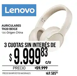 La Anonima Lenovo auriculares th20 beige oferta