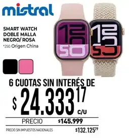 La Anonima Mistral smart watch doble malla negro/ rosa oferta