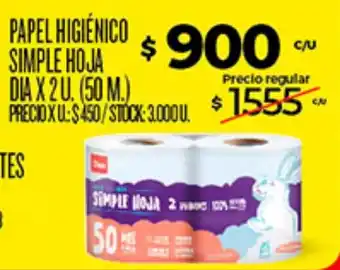 Dia papel higiénico simple hoja
