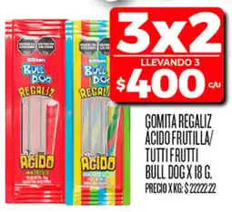 Supermercados DIA Bull dog gomita regaliz acido frutilla/ tutti frutti oferta