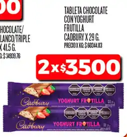 Supermercados DIA Cadbury tableta chocolate con yoghurt frutilla oferta