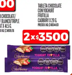 Supermercados DIA Cadbury tableta chocolate con yoghurt frutilla oferta