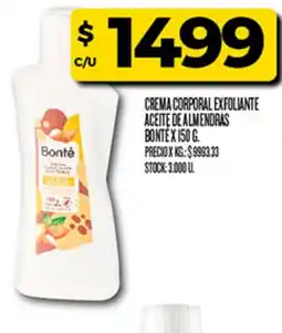 Supermercados DIA Bonte crema corporal exfoliante aceite de almendras oferta
