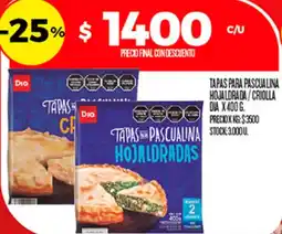 Supermercados DIA Dia tapas pascualina hojaldradas oferta