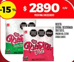 Supermercados DIA Dia ricotta entera/descremada oferta