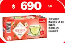 Supermercados DIA Dia té en saquitos manzanilla sin tacc oferta