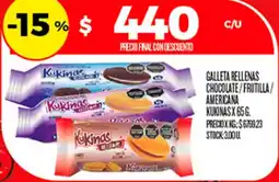 Supermercados DIA Kukinas galleta rellenas chocolate/frutilla/ americana oferta
