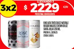 Supermercados DIA Santa julia vino lata tinto dulce natural/rosado malbec/chenin dulce oferta