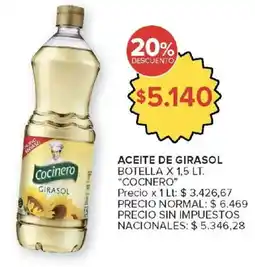 Carrefour Cocnero aceite de girasol botella oferta
