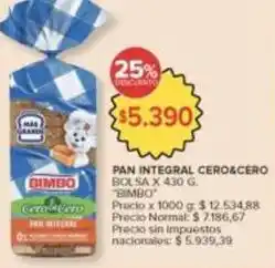 Carrefour Market Bimbo - pan integral cero&cero oferta