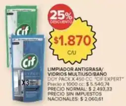 Carrefour Market Cif - limpiador antigrasa/vidrios multiuso/ba doy pack x 450 cc oferta