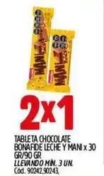 Supermercados Yaguar Bonafide - tableta chocolate bonafide leche y maní x 30 gr/90 gr oferta