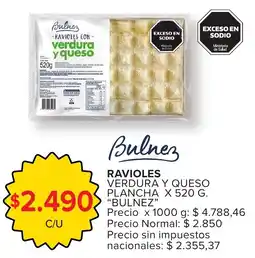 Carrefour Bulnez ravioles verdura y queso plancha oferta