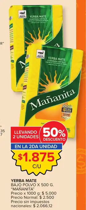 Carrefour Mañanita yerba mate bajo polvo oferta