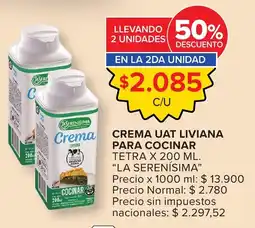 Carrefour La serenísima crema uat liviana para cocinar tetra oferta