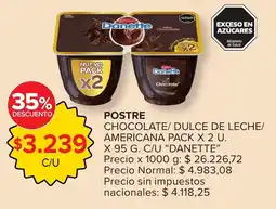 Carrefour Danette postre chocolate/ dulce de leche/ americana pack oferta