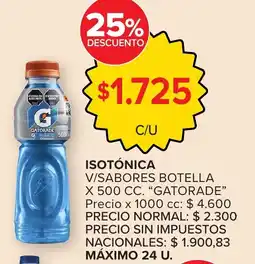 Carrefour Gatorade isotónica v/sabores botella oferta