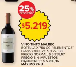 Carrefour Elementos vino tinto malbec botella oferta