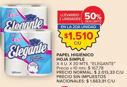 Carrefour Elegante papel higiénico hoja simple oferta