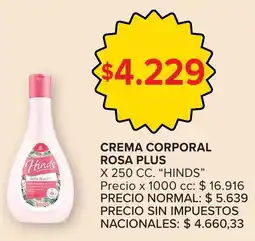 Carrefour Hinds crema corporal rosa plus oferta