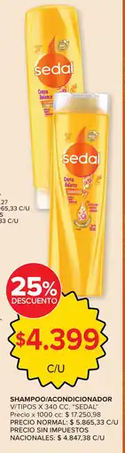 Carrefour Sedal shampoo/acondicionador v/tipos oferta