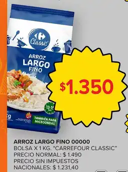 Carrefour Carrefour classic arroz largo fino 00000 bolsa oferta