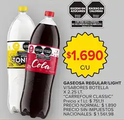Carrefour Carrefour classic gaseosa regular/light v/sabores botella oferta