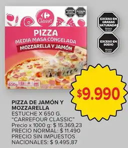 Carrefour Carrefour classic pizza de jamón y mozzarella estuche oferta