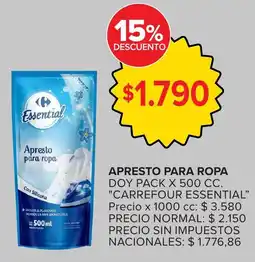 Carrefour Carrefour essential apresto para ropa doy pack oferta