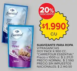 Carrefour Carrefour essential suavizante para ropa v/fragancias doy pack oferta