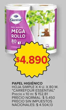 Carrefour Carrefour essential papel higiénico hoja simple oferta