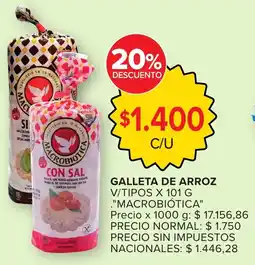Carrefour Macrobiotica galleta de arroz v/tipos oferta