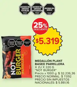 Carrefour Not burger medallón plant based parrillera oferta