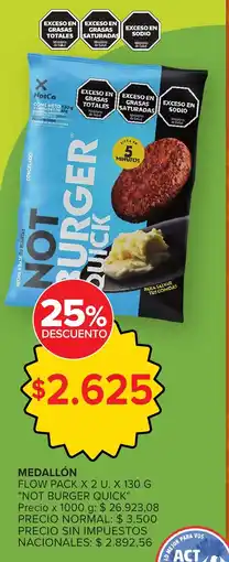 Carrefour Not burger quick medallón flow pack oferta