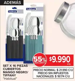 Carrefour Habitual cubiertos mango negro/ tiffany oferta