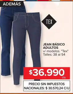Carrefour Tex jean básico adultos v/ modelos oferta