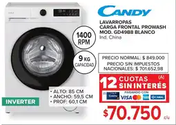 Carrefour Candy lavarropas carga frontal prowash oferta