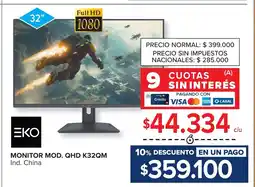 Carrefour Eko monitor mod. qhd k32qm oferta