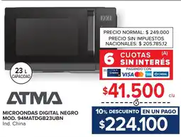 Carrefour Atma microondas digital negro oferta